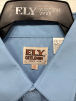 New Men’s ELY Cattleman Blue Short Sleeve Pearl Snap 18.5 2XL F-78