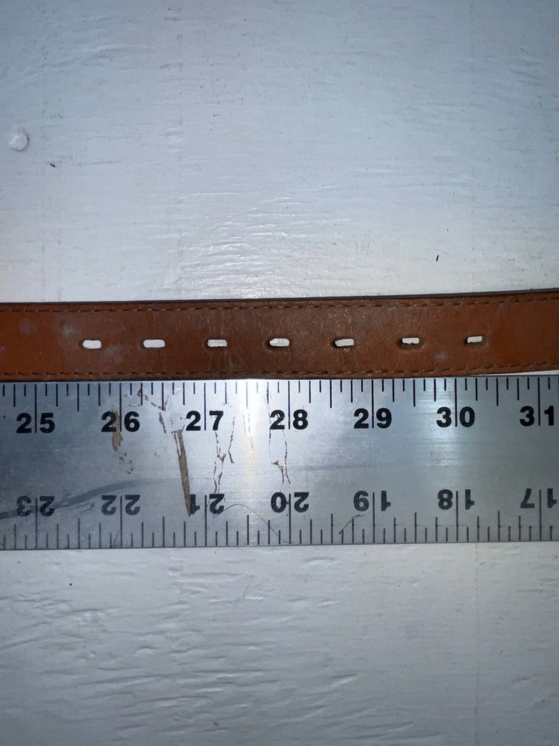 New Brown Genuine Leather Acme Gold Pendent 28” Belt #4642 NN-22