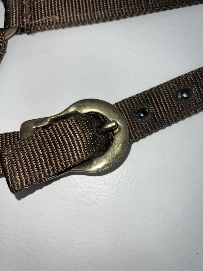 New Brown Nylon Full Horse Halter Gold Buckles NN-600