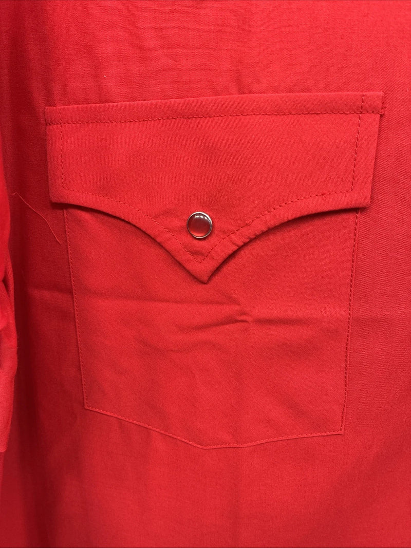 New Men’s ELY Cattleman Red Short Sleeve Pearl Snap 2XL Regular E-42