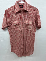 New Men’s Western Shirts Red Checkered Short Sleeve Pearl Snap  Small J-71
