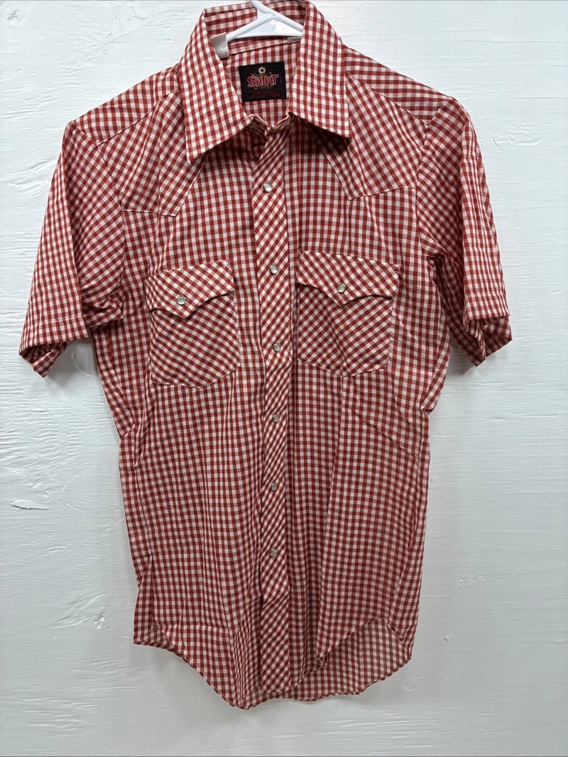 New Men’s Western Shirts Red Checkered Short Sleeve Pearl Snap  Small J-71