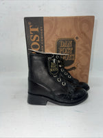 New Infant Black Ostrich Print Lace Up Dan Post Cowboy Boots. 6 D. 24-4