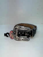 New Black Genuine Leather Blazin Roxx Silver Bling Cross L Belt #N3510401 Z-69