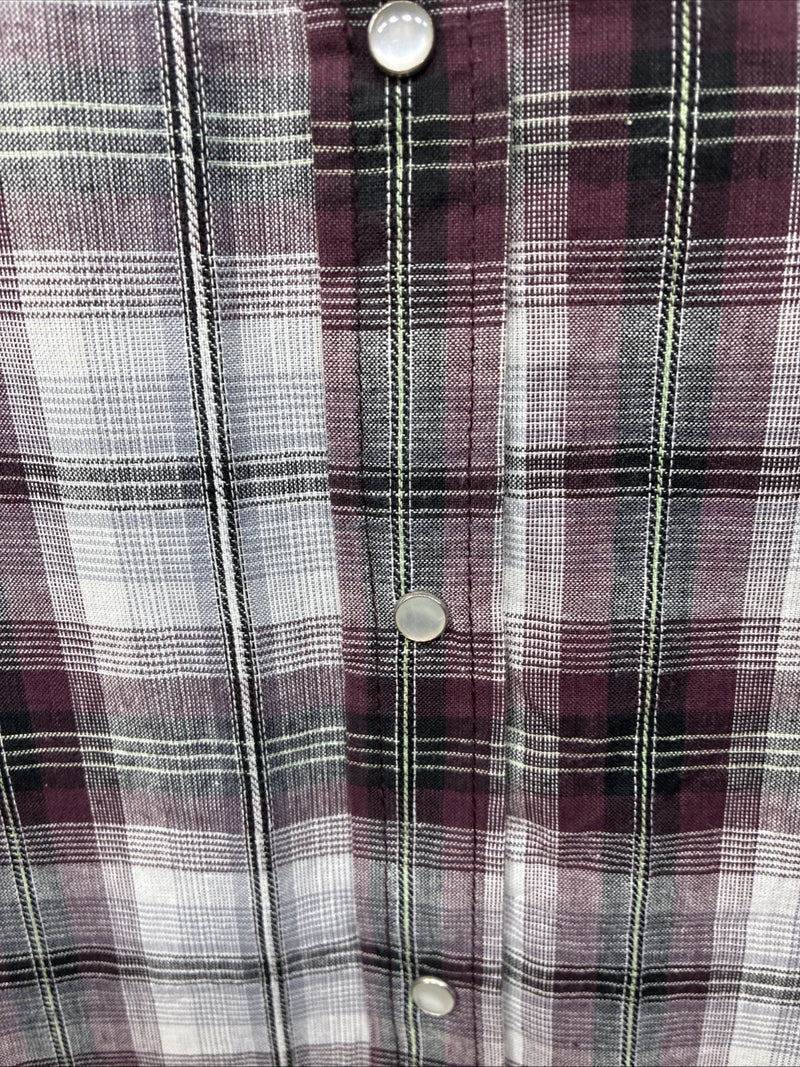 New Women’s Cumberland Purple Plaid Long Sleeve Pearl Snap 3XL GG-33