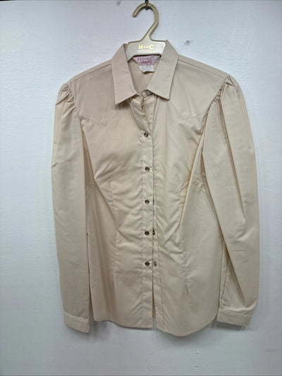New Women’s H Bar C Tan Long Sleeve Pearl Snap Size 34 II-85
