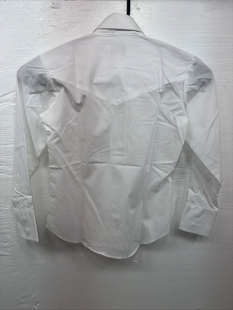 New Kids ELY Cattleman White Long Sleeve Pearl Snap Size 8 DD-51