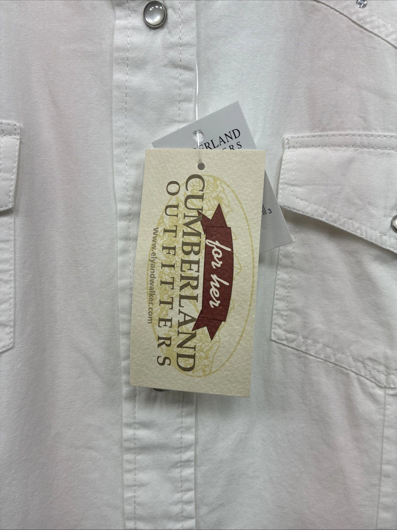 New Women’s Cumberland White Gem Long Sleeve Pearl Snap 3X MM-9