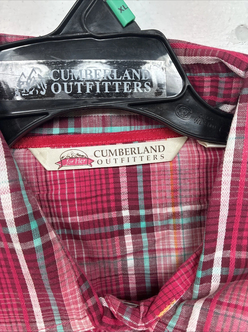 New Women’s Cumberland Pink Plaid Long Sleeve Pearl Snap XL II-14