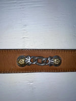 New Brown Genuine Leather Nocona Silver Pendent 28” Belt #G258 JJ-31