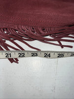 New Burgundy Congress Leather Show Chaps With Fringe Adjustable Waist 42” N-35