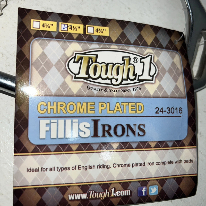 New Tough 1 Chrome Plated Iron 4 1/2” English Stirrups #24-3016 D-503