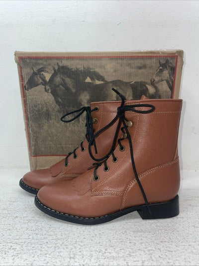 New Kids Brown Lace Up Cimarron Cowboy Boots. 2210100-02 1 D. 23-86