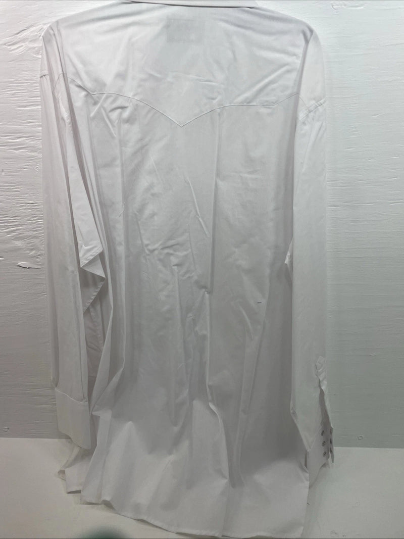 New Men’s White Horse White Long Sleeve Pearl Snap 4XL E-21
