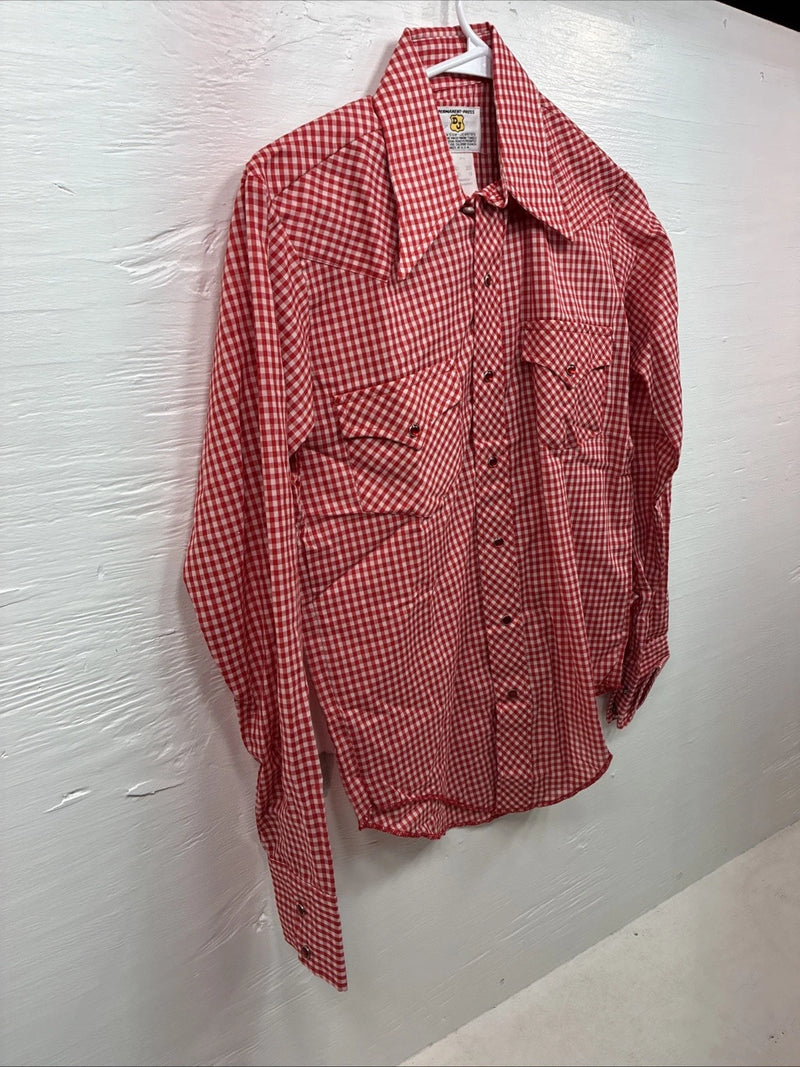 New Kids Dickson Jenkins Red Checker Long Sleeve Pearl Snap Size 16 CC-91