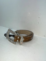 New Brown Genuine Leather Nocona Silver Bling Cross XL Belt #N1330999 Z-75