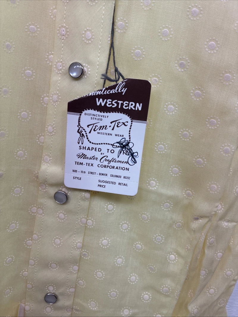 New Women’s Tem Tex Yellow Long Sleeve Pearl Snap Size 12 KK-22