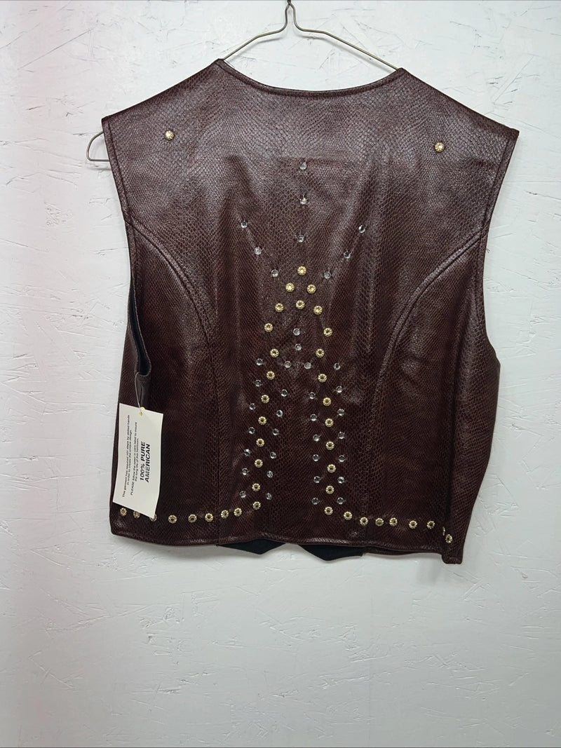 New Women’s 1849 Authentic Ranchwear Brown Snakeskin Show Vest Medium H-604