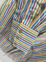 New Men’s Tem Tex Multicolor Stripe Long Sleeve Pearl Snap 14 X 33 Small M-84