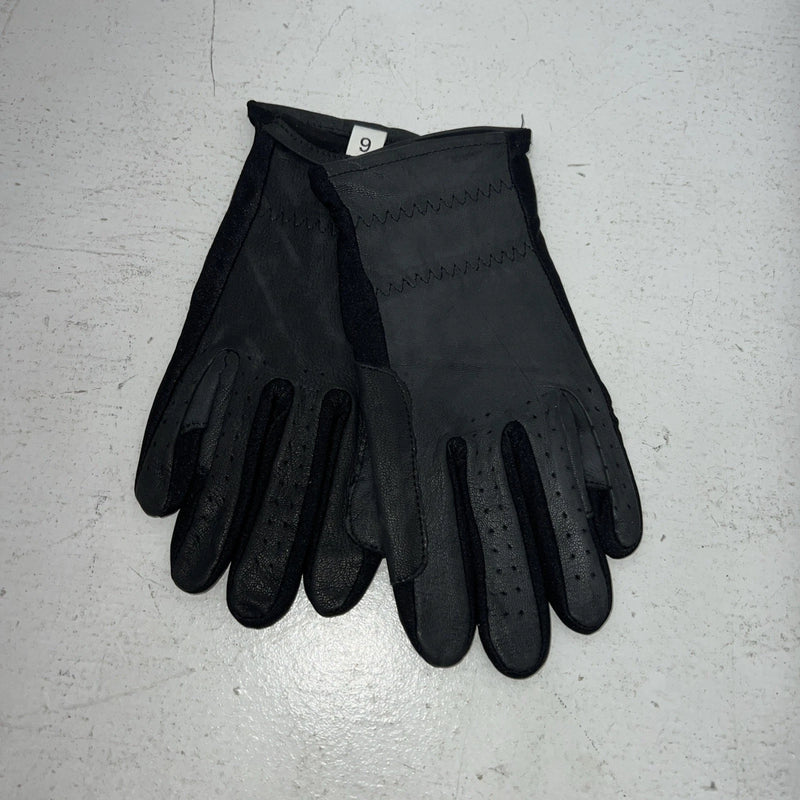 New Tuff Mate Black Riding And Show Leather Gloves Size 6 #1303 E-502