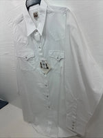New Men’s ELY Cattleman White Long Sleeve Pearl Snap 19.5 2XL F-56