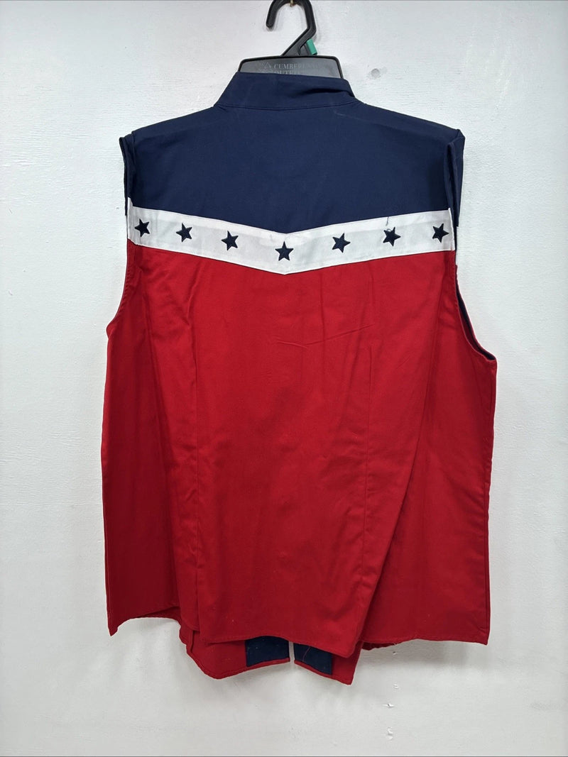 New Women’s Cumberland Red White Blue Short Sleeve Pearl Snap XL II-23