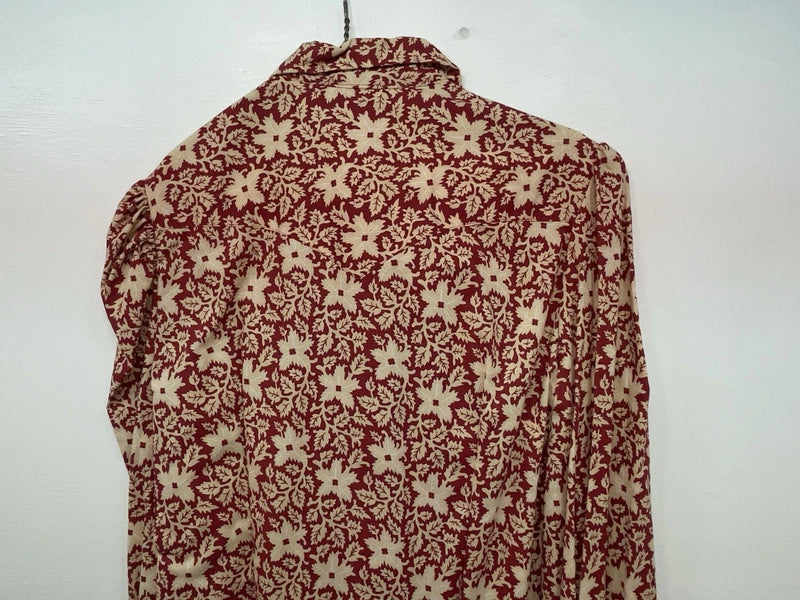 New Women’s Red Floral Tem Tex Long Sleeve Button Up Shirt #7144 3B-95