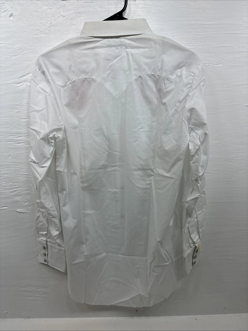 New Men’s Karman White Red Design Long Sleeve Pearl Snap 15 Medium M-83