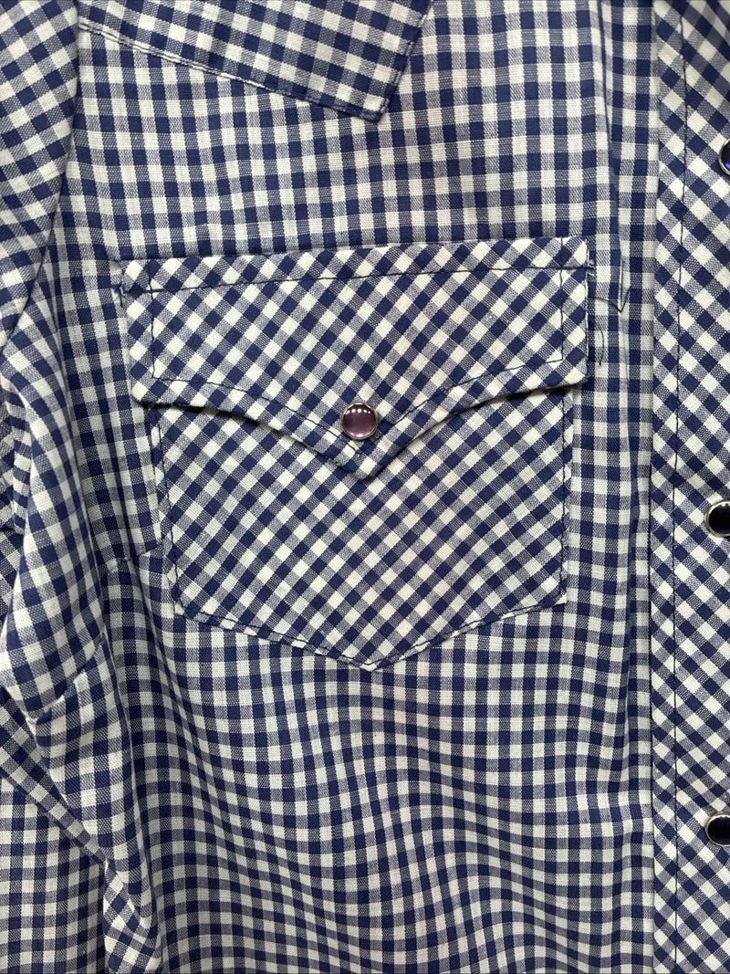 New Women’s Dickson Jenkins Blue Checker Long Sleeve Pearl Snap Size 32 LL-78