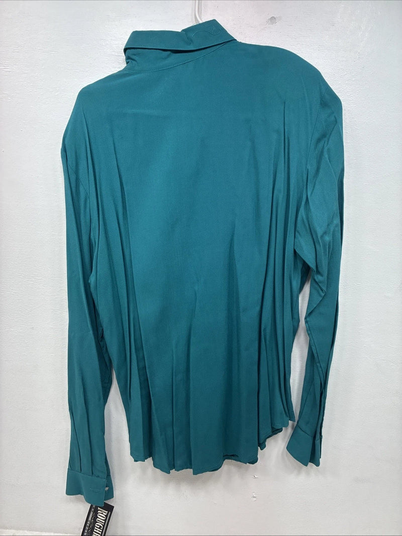 New Women’s Rough Rider Teal Long Sleeve Button Up Large KK-20