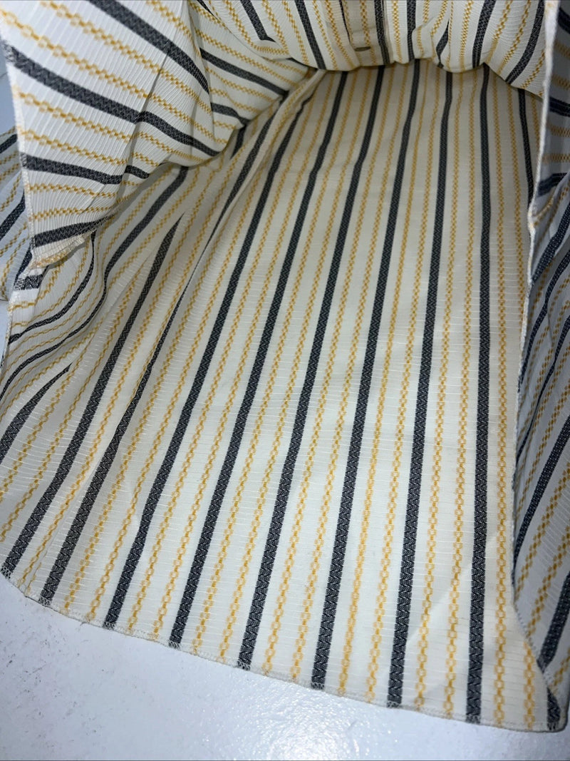 New Men’s Yellow Stripped HbarC Pearl Snap Long Sleeve Shirt 15.5x33 M I-31
