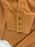 New Men’s White Horse Orange Simple Western Long Sleeve Pearl Snap Medium J-84