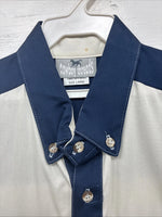 New Men’s Cowboy Threads White Blue Long Sleeve Button Up Large J-53