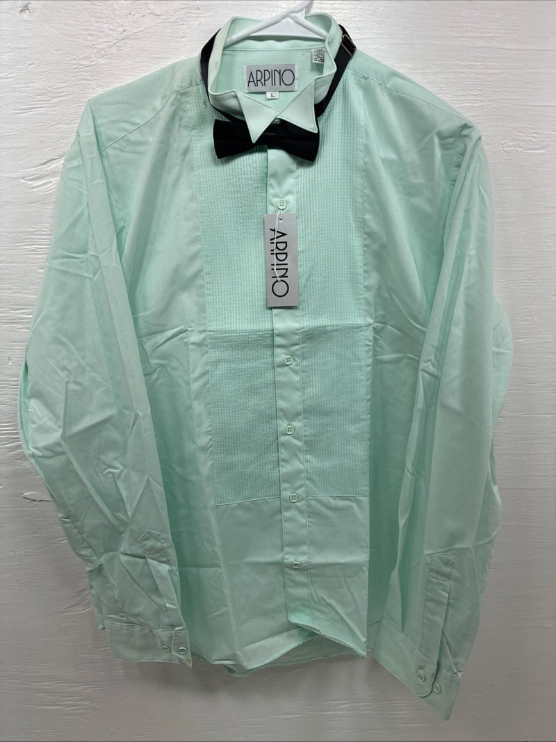 New ARPINO Blue Long Sleeve Button Up English Shirt Large X-86