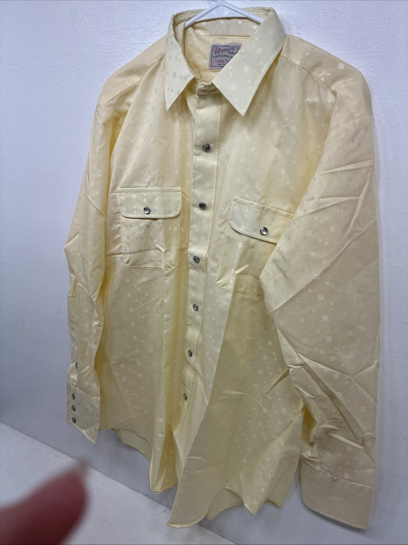 New Women’s H Bar C Yellow Long Sleeve Pearl Snap 16.5 X 34 XL II-36