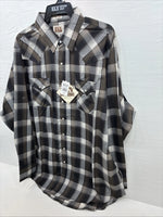 New Men’s ELY Cattleman Brown Flannel Long Sleeve Pearl Snap 2XL F-92