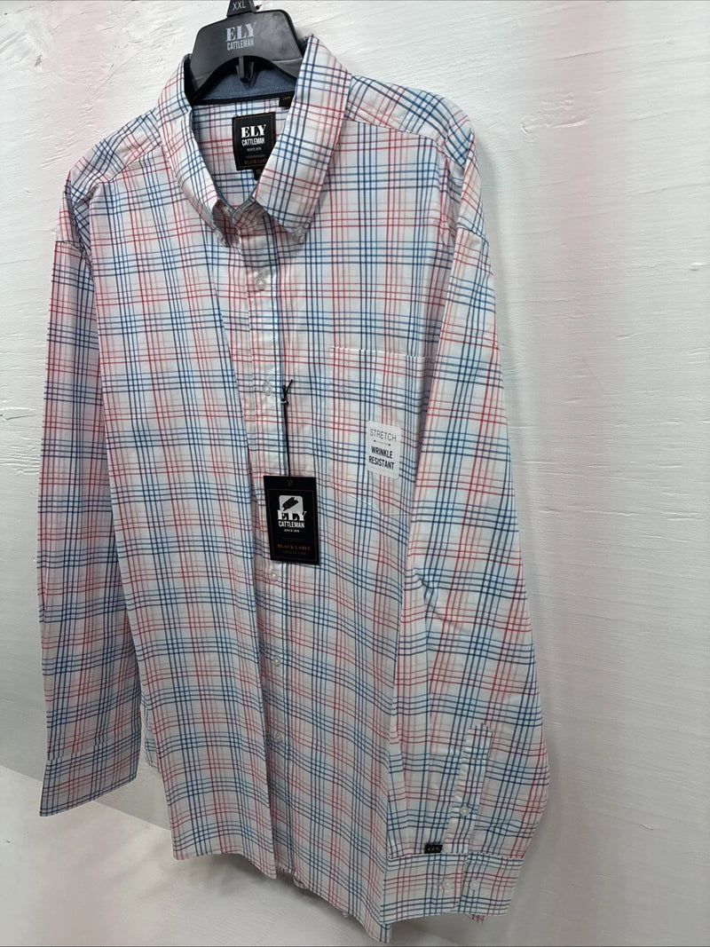 New Men’s ELY Cattleman Multiple Color Stripe Long Sleeve Button Up 2XL H-41