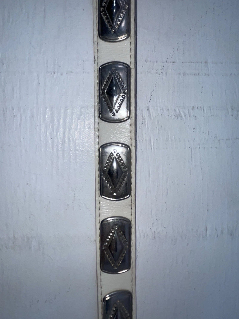 New White Genuine Leather Wrangler Silver Pendent 28” Belt #4641 JJ-38