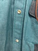 New Men’s Latigo Blue Black Long Sleeve Button Up Hood Large V-84