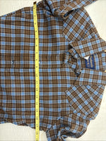 New Kids Panhandle Slim Brown Plaid Long Sleeve Pearl Snap Size 12 CC-88