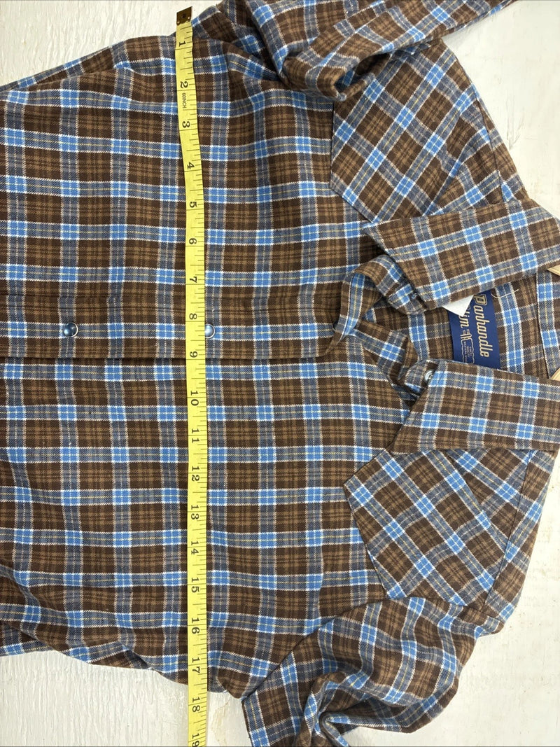 New Kids Panhandle Slim Brown Plaid Long Sleeve Pearl Snap Size 12 CC-88
