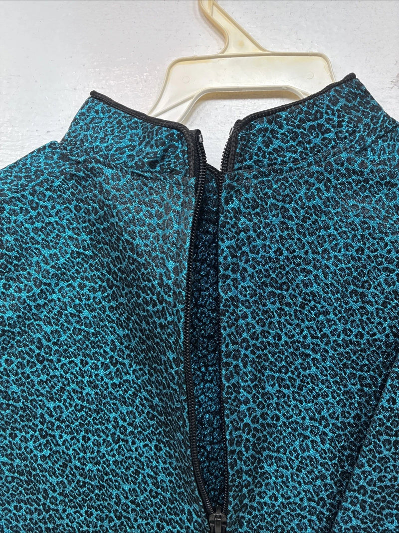 New Women’s 1849 RanchWear Blue Cheetah Print Zip Up Vest Small YY-45