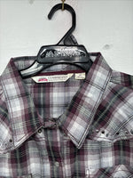 New Women’s Cumberland Purple Plaid Long Sleeve Pearl Snap Size 3X KK-85