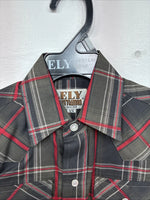 New Boys ELY Cattleman Green Plaid Long Sleeve Pearl Snap XS DD-128