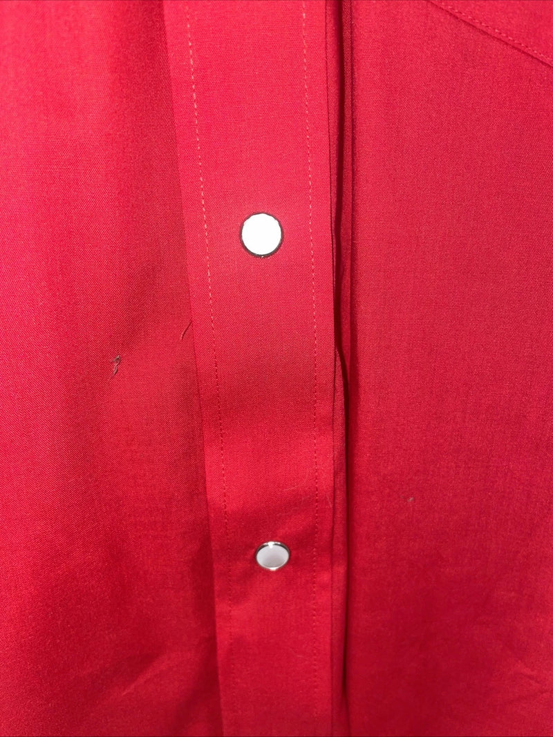 New men’s White Horse Red Short Sleeve Pearl Snap Medium B-82