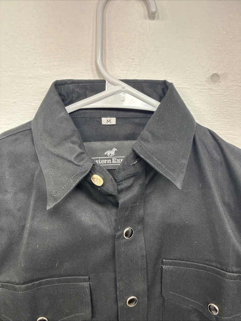 New Boys Western Express Black Long Sleeve Pearl Snap Medium DD-111