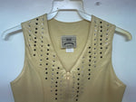 New Women Yellow With Bling 1849 Cut Off Zip Up Vest S #77872 3B-65