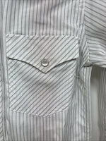 New Boys White Horse Grays Stripe Long Sleeve Pearl Snap Medium DD-119