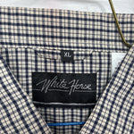 New Men’s White Horse Multicolor Plaid Long Sleeve Button Up Shirt XL M-91