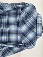 New Women’s Cumberland Blue Plaid Long Sleeve Pearl Snap 3XL GG-48